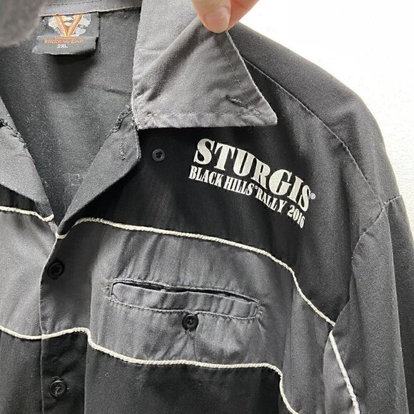 Sturgis Black Hills Rally 2016 Black 2XL Short Sleeve Button Men's Shirt - Picture 5 of 7